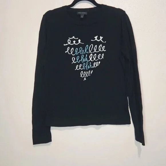 Banana Republic Black Sweater With Print Size Medium - Picture 2 of 6